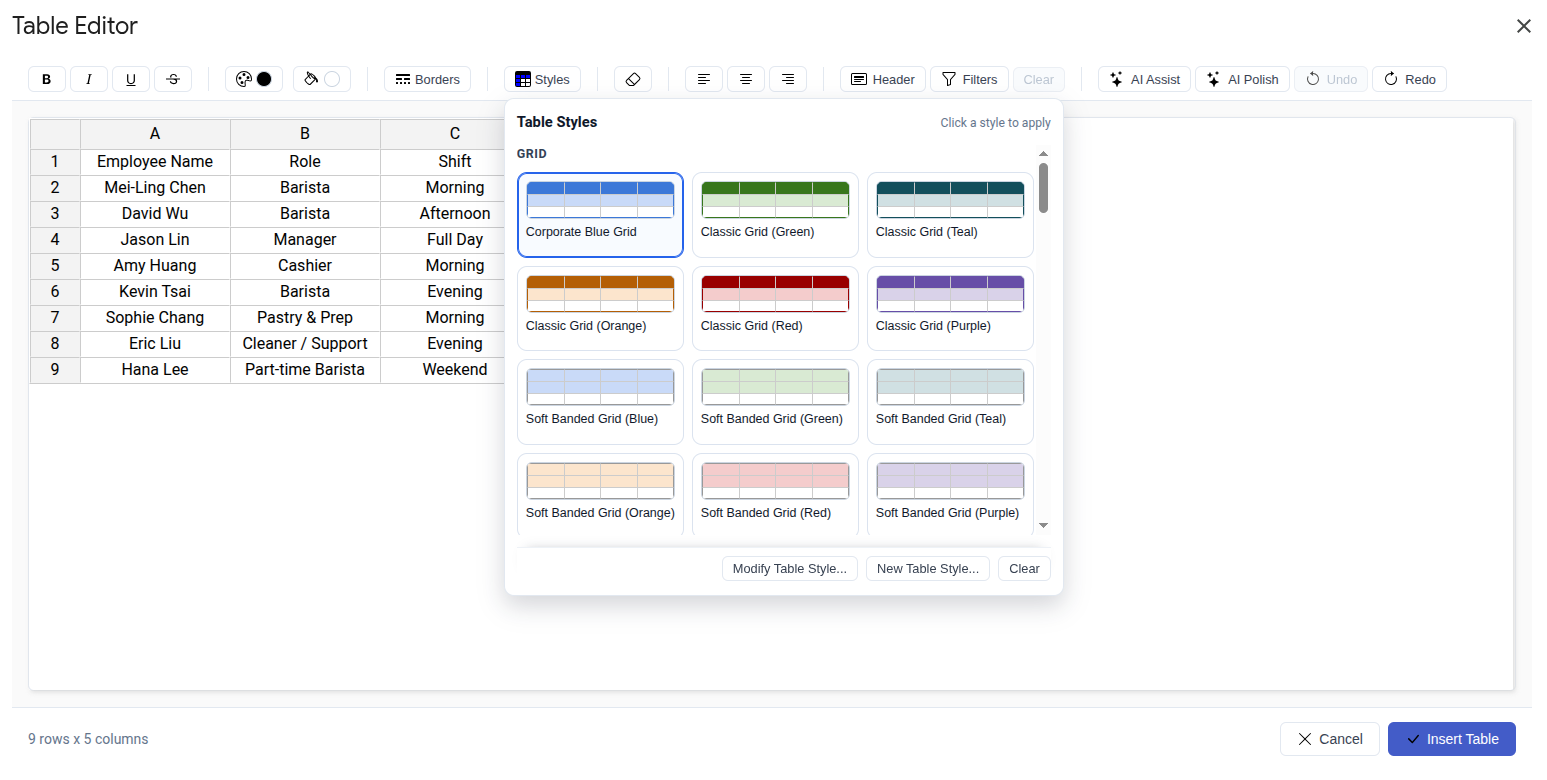 Placeholder step 2 for opening Text to Table options