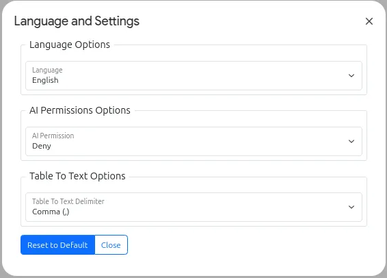 Example AI Permission set to 'Deny'