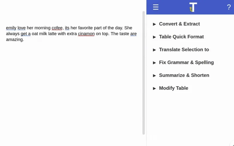 Example fix grammar and spelling animation